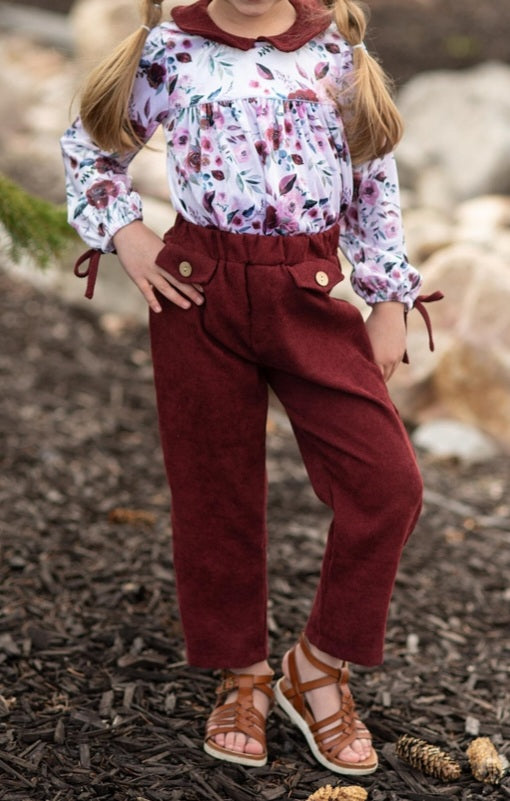 Burgundy Corduroy Pant Set